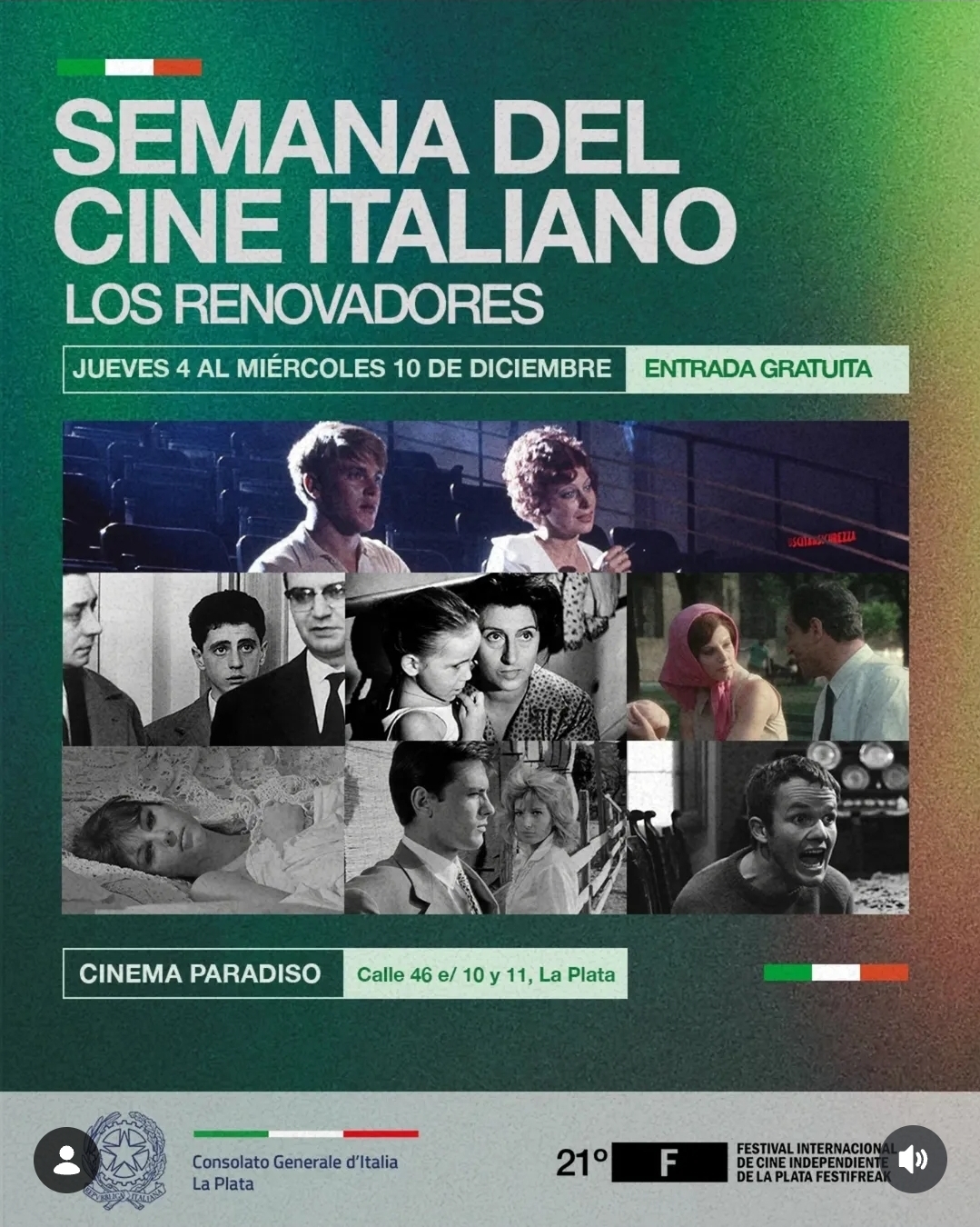 Semana de Cine Italiano en La Plata: siete clásicos imperdibles y entrada gratuita