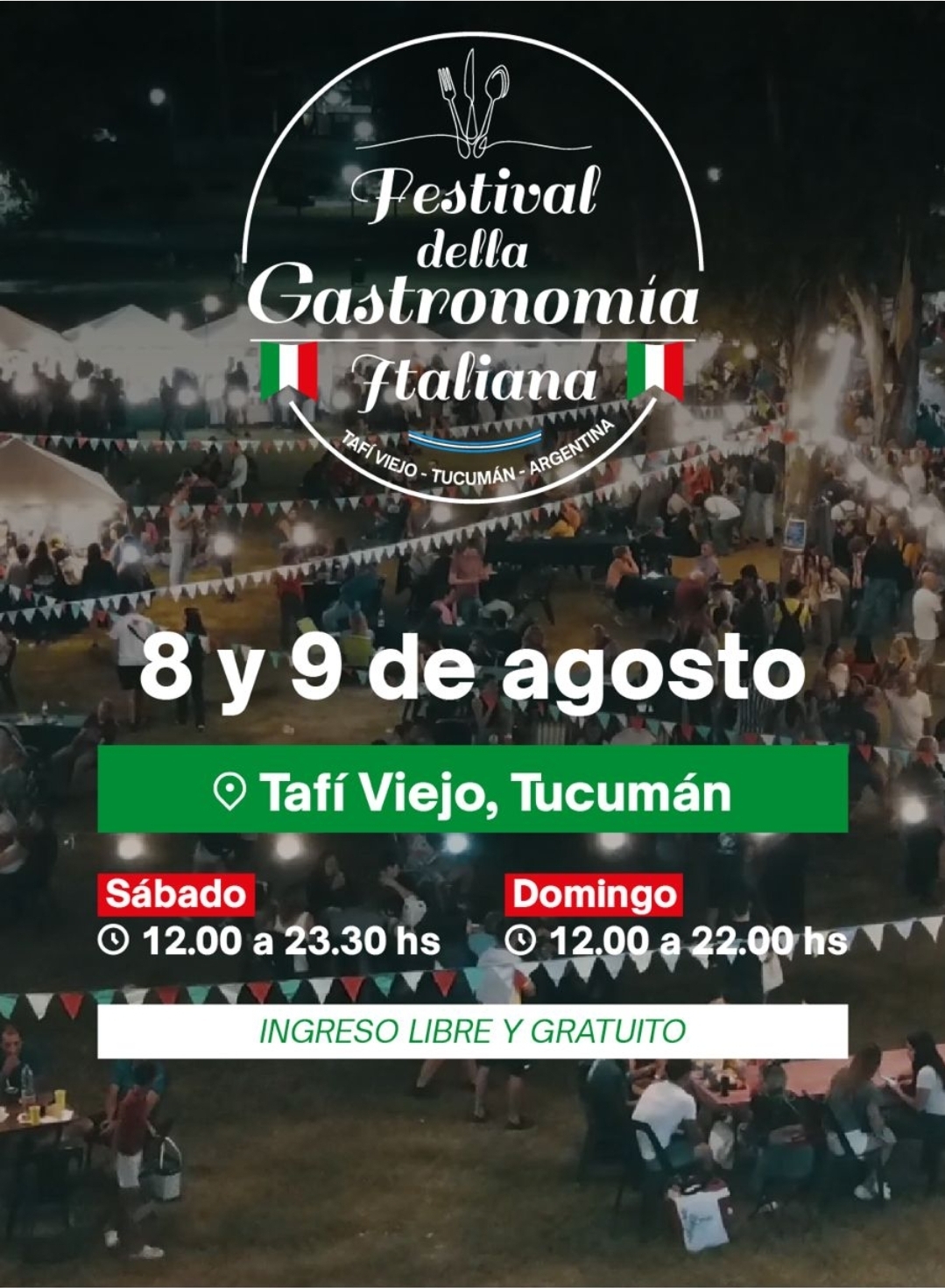 El Festival de la Gastronomía Italiana llega a Tafí Viejo en Tucumán