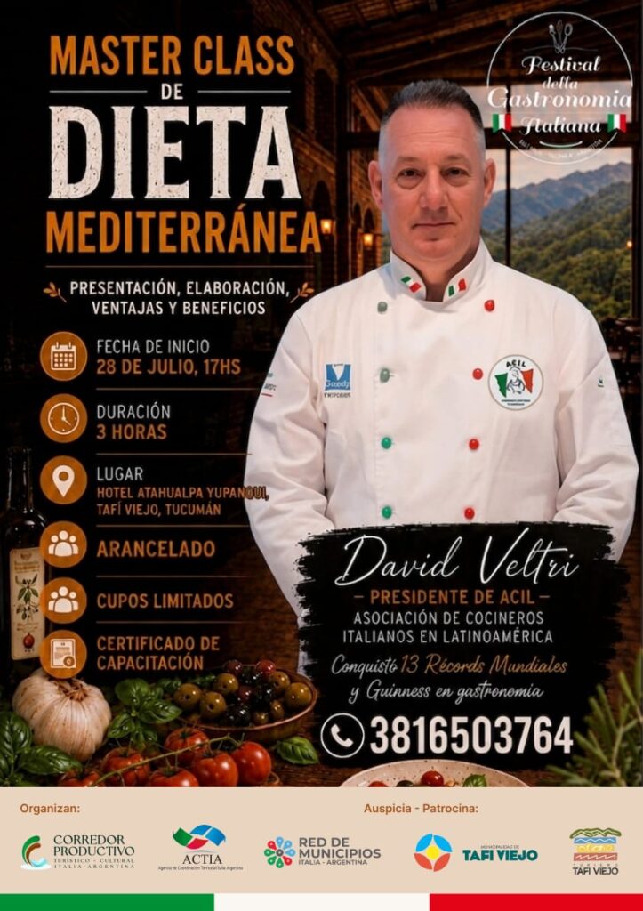 David Veltri en Tucumán: El chef da una Masterclass previa al Festival de la Gastronomía Italiana en Tafí Viejo