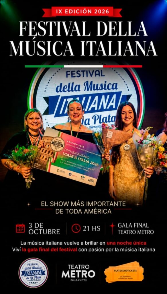 ÚLTIMOS DÍAS: El 31 de agosto cierra la inscripción para el 9° Festival de la Música Italiana de La Plata